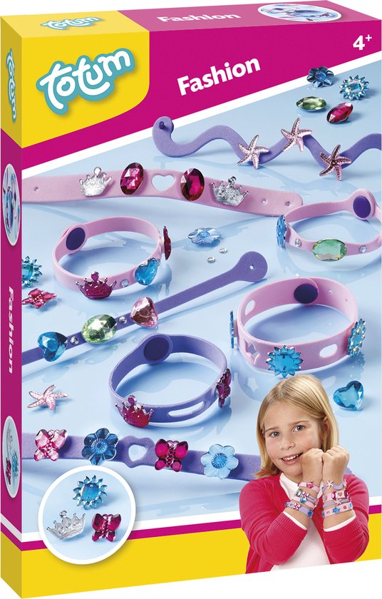 Totum Fashion - 8 Foam armbandjes maken - knutselset met glitter en vlinder- hart- en bloemfiguren - creatief speelgoed meisjes vanaf 4 jaar - sieraden knutselen - cadeautip