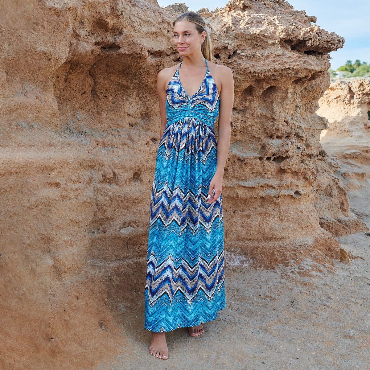 Chic by Lirette - Halter jurk Myzithres - L - Blauw