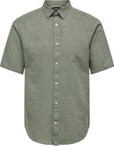 Only & Sons Chemise Onscaiden Ss Solid Linen Shirt Noos 22009885 Swamp Men Size - L