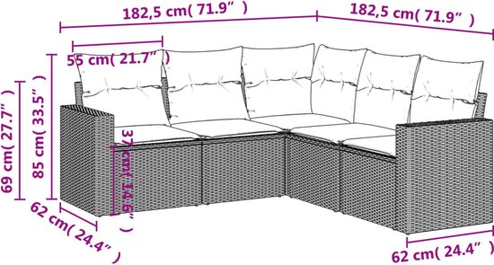 vidaXL-5-delige-Loungeset-met-kussens-poly-rattan-zwart