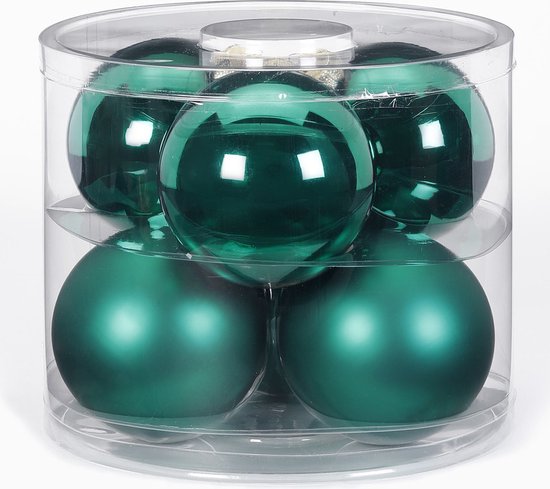 Inge Goods grote kerstballen - donkergroen - 10 cm - glas - mat/glans - kerstversiering