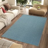 Tapiso Nizza Vloerkleed Blauw Laagpolig Antislip Waasbaar Tapijt Maat- 120x170