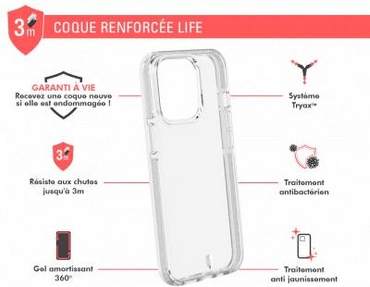 Force Case, Versterkte hoes Geschikt voor Apple iPhone 13 Pro LIFE, Transparant