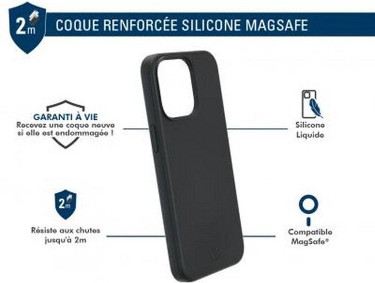 Bigben Connected, MagSafe-compatibel, met siliconen versterkt hoesje voor iPhone 15 Pro, Zwart