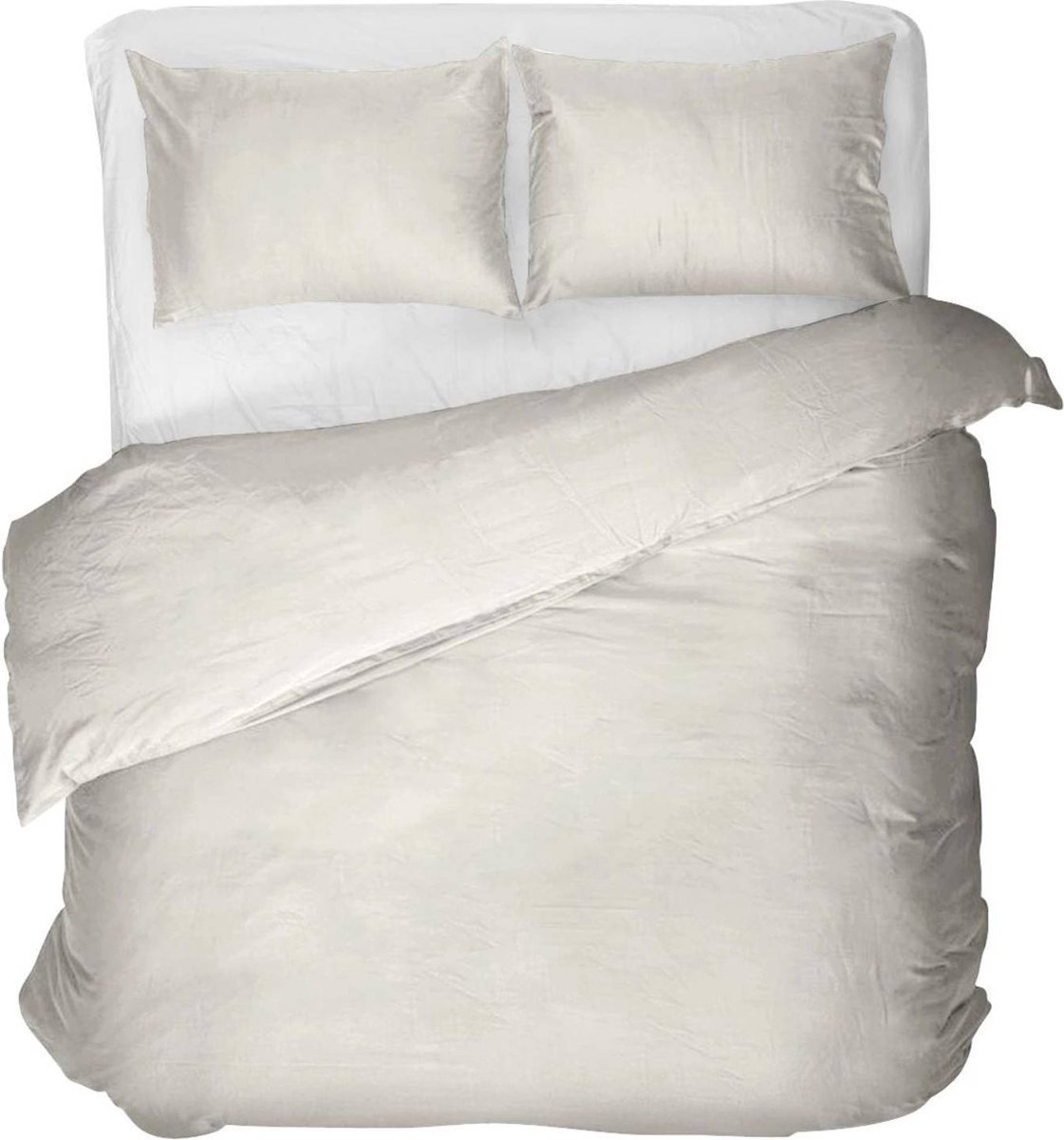 Luxe Egyptische Katoenen Dekbedovertrek Crème Lits-Jumeaux 240x200/220 cm - Zeer Hoogwaardige Kwaliteit - Super Zacht