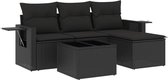 vidaXL - 4-delige - Loungeset - met - kussens - poly - rattan - zwart