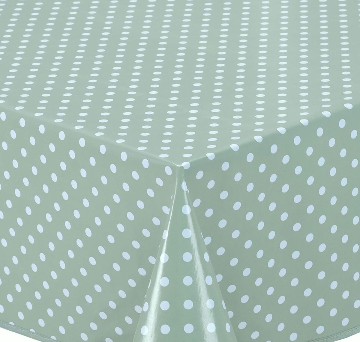 Wasdoek tafelkleed afwasbaar rechthoekig 140 x 200 cm kleine stippen saliegroen