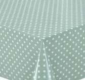 Wasdoek tafelkleed afwasbaar rechthoekig 140 x 200 cm kleine stippen saliegroen
