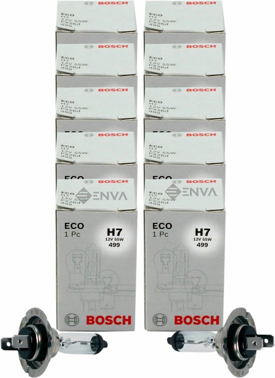 Bosch Gloeilamp, Verstraler, voertuiglamp, H7, 12V, 55W, PX26d, 4200 K Halogeen 10x