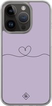 Casimoda® hoesje - Geschikt voor iPhone 13 Pro - Hart Lila - 2-in-1 case - Schokbestendig - Illustratie - Verhoogde randen - Paars, Transparant