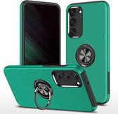 Telefoonhoesje Met Vingerring & Magneet voor Telefoohouders - Hoesje Geschikt voor: Samsung Galaxy S23 - Anti-drop harde cover - Groen