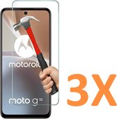 Screenprotector Glas - Tempered Glass Screen Protector Geschikt voor: Motorola MOTO G32 - 3x
