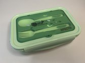 Afecto Lunchbox To Go: Vert avec cuillère, fourchette et Compartiments de rangement - plastique durable - Passe au lave-vaisselle - Passe au congélateur - variations infinies