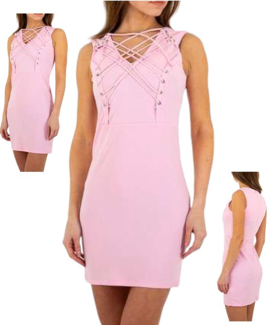 Noemi Kent stretchy veter jurk roze M