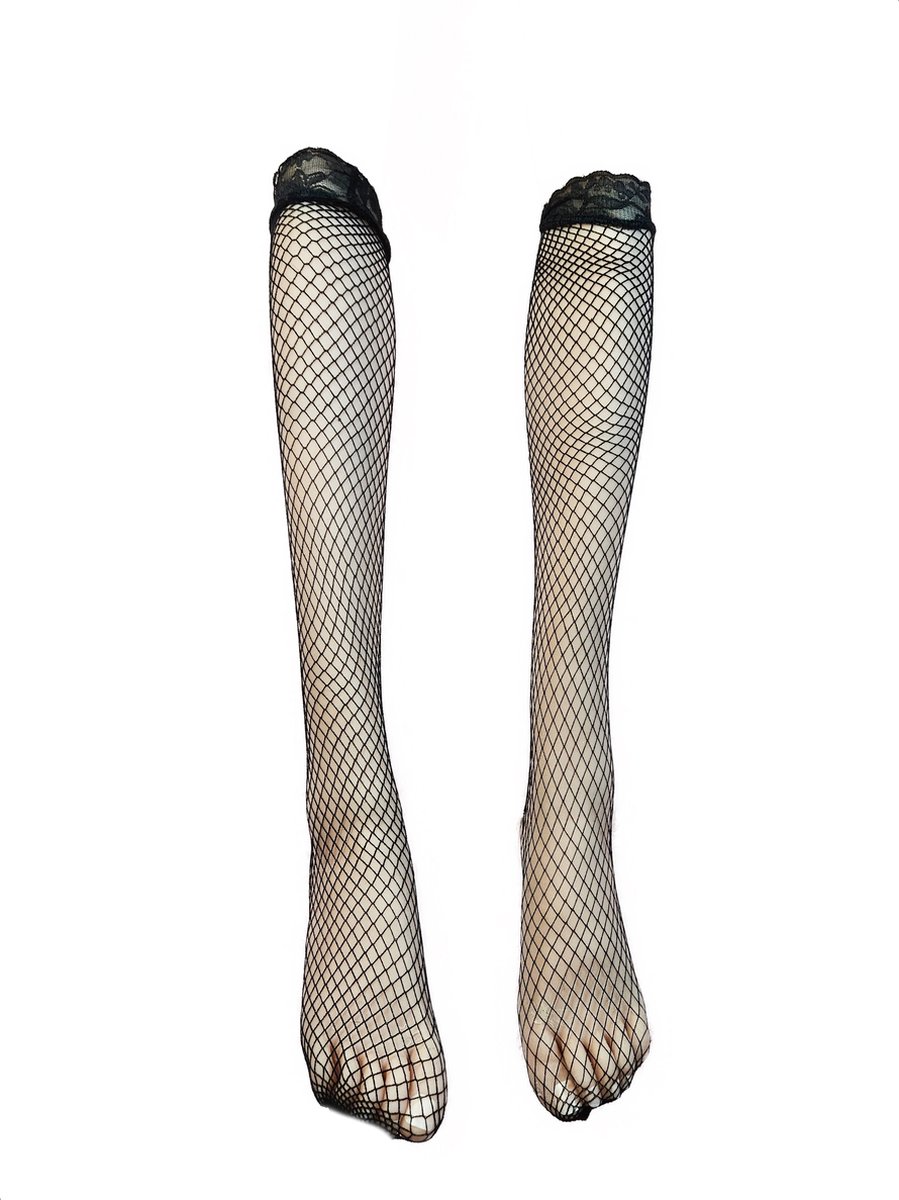 BamBella® Knie kouses net gaas stof Dames - Onesize - Zwart - hoge sokken Kniekousen -