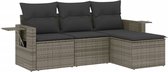 vidaXL - 4-delige - Loungeset - met - kussens - poly - rattan - grijs