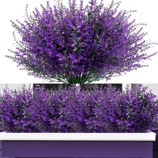 Kunstbloemen voor buiten, 12 bundels kunstbloemen zoals echt, weerbestendig, uv-bestendig, kunstbalkonplanten, plastic bloemen, kunstplanten voor balkon, tuin