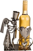 Wijnfleshouder Bruidspaar – Wijncadeau- Cadeau Bruidspat -trouwen -cadeau trouwerij – metalen wijnstandaard – metaal wijnrek