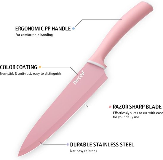 D.Perlla Messenblok, 14 Delige Messenset, Professionele Keukenmessenset Van RVS, Extra Scherpe & Ergonomische Messenset, Messenhouder Van Acryl in Een Modern Design