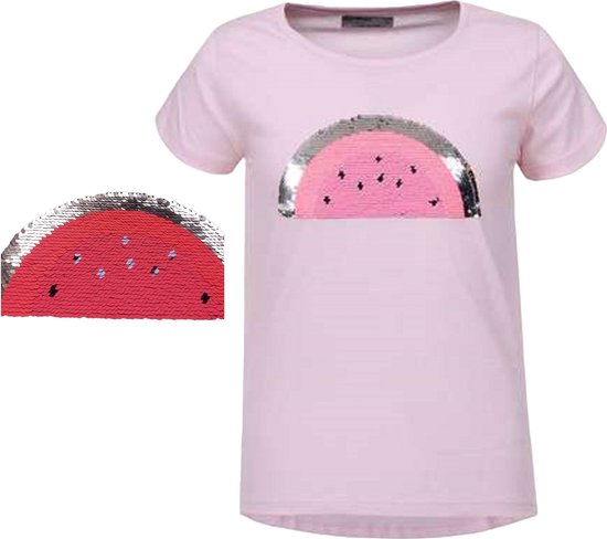 Glo-story T-shirt rose pastèque pailleté 104