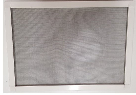 Bouwpakket voorzethor - grijs gaas - wit - maximum 100 x 100 cm [kleiner te maken] - inzethor - inclusief bevestiging - Voor naar buiten draaiende ramen