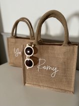 Jute Shopper Bag + sac accessoires Maman - coffret cadeau - Fête des Mères - coffret cadeau nouvelle maman