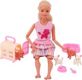 Accessoires pop - Hond thema - Honden, ligmand, reismand, voerbak, borstel, speeltje - Geschikt voor o.a. Barbie - In cadeauverpakking