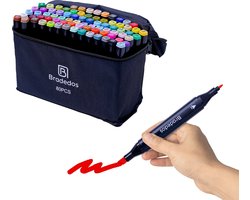 foto van Bradedos® Stiften -Twinmarkers - Alcohol stiften - Markeerstiften - Dual Tip markers - 80 stuks