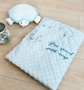 Personalized green baby blanket , stars and moon embroidered