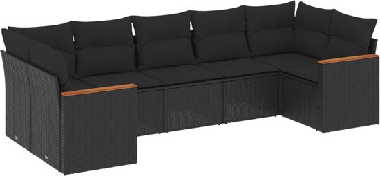 vidaXL-7-delige-Loungeset-met-kussens-poly-rattan-zwart