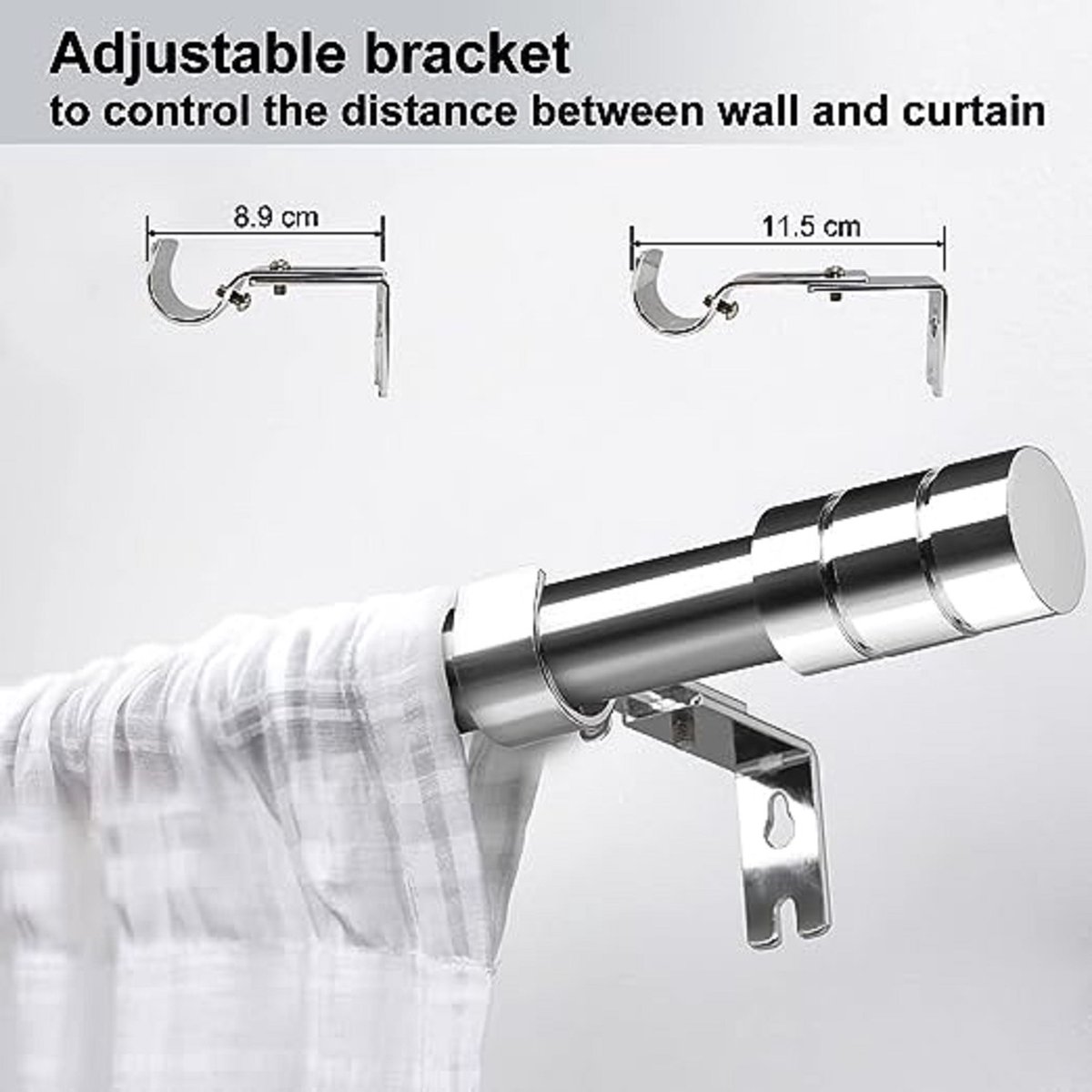 gordijnroede - kledingstang, douchegordijnstang, extra lang, gordijnroede voor badkamer, slaapkamer, 78-113cm