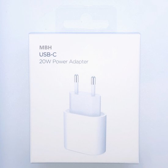 Chargeur MBH iPhone USB-C 20W avec câble USB-C vers USB-C - pour iPhone 15 - chargeur rapide