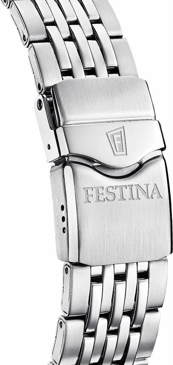 Festina F20661-3 Heren Horloge - Mineraalglas - Roestvrijstaal-Staal - Zilverkleurig - Ø 45 mm - Quartz - Vouw-Vlindersluiting - 20 ATM (duiken)