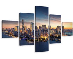 Schilderij - Panorama New York City, NYC, 5 luik, Premium print