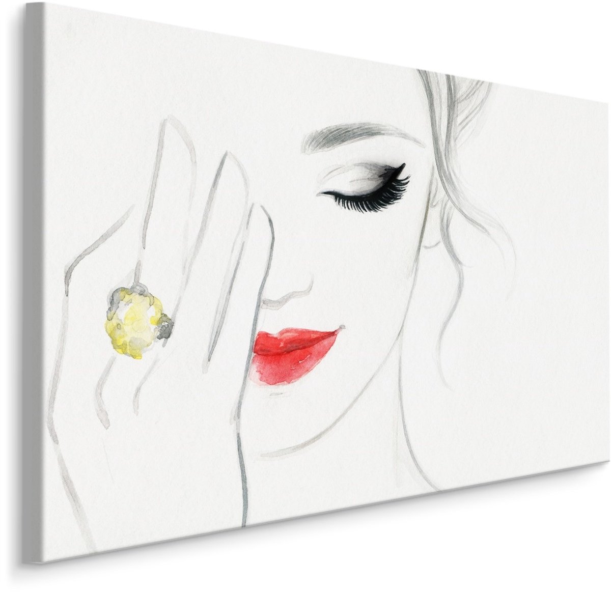 karo-art Schilderij - Een delicaat vrouwengezicht, Premium Print Multikleur