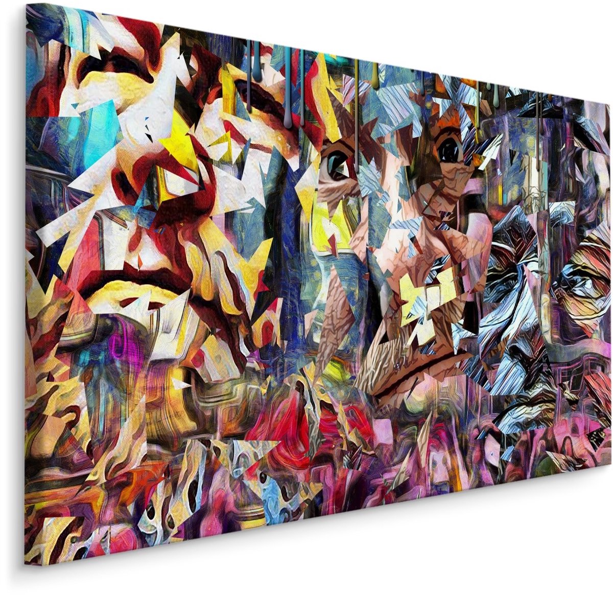 karo-art Schilderij - Kleurrijke Futuristische Abstractie, Premium Print Multikleur