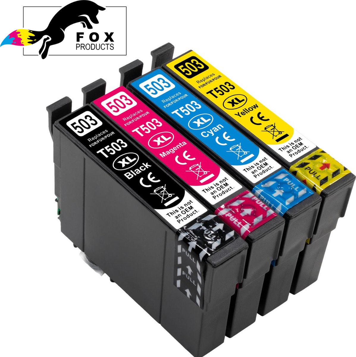 FoxProducts® 503 / 503XL / T503 - 4 stuks cartridge - geschikt voor Epson - WorkForce WF-2960 - WF-2960DWF - WF-2965DWF - XP-5200 - XP-5205