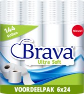 Brava - Ultra Soft Toiletpapier - Ultiem Comfort WC Papier - 144 Rollen - Superieure Sterkte - Maximale Absorptie & Pluisvrij - Voordeelverpakking WC Papier