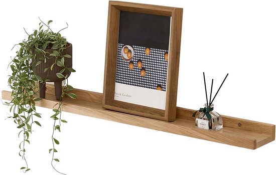 EYMPEU Set van 5 zwevende wandplanken, met klassieke zwarte houten plank en zwart metaal, voor keuken, badkamer, woonkamer en kantoor
