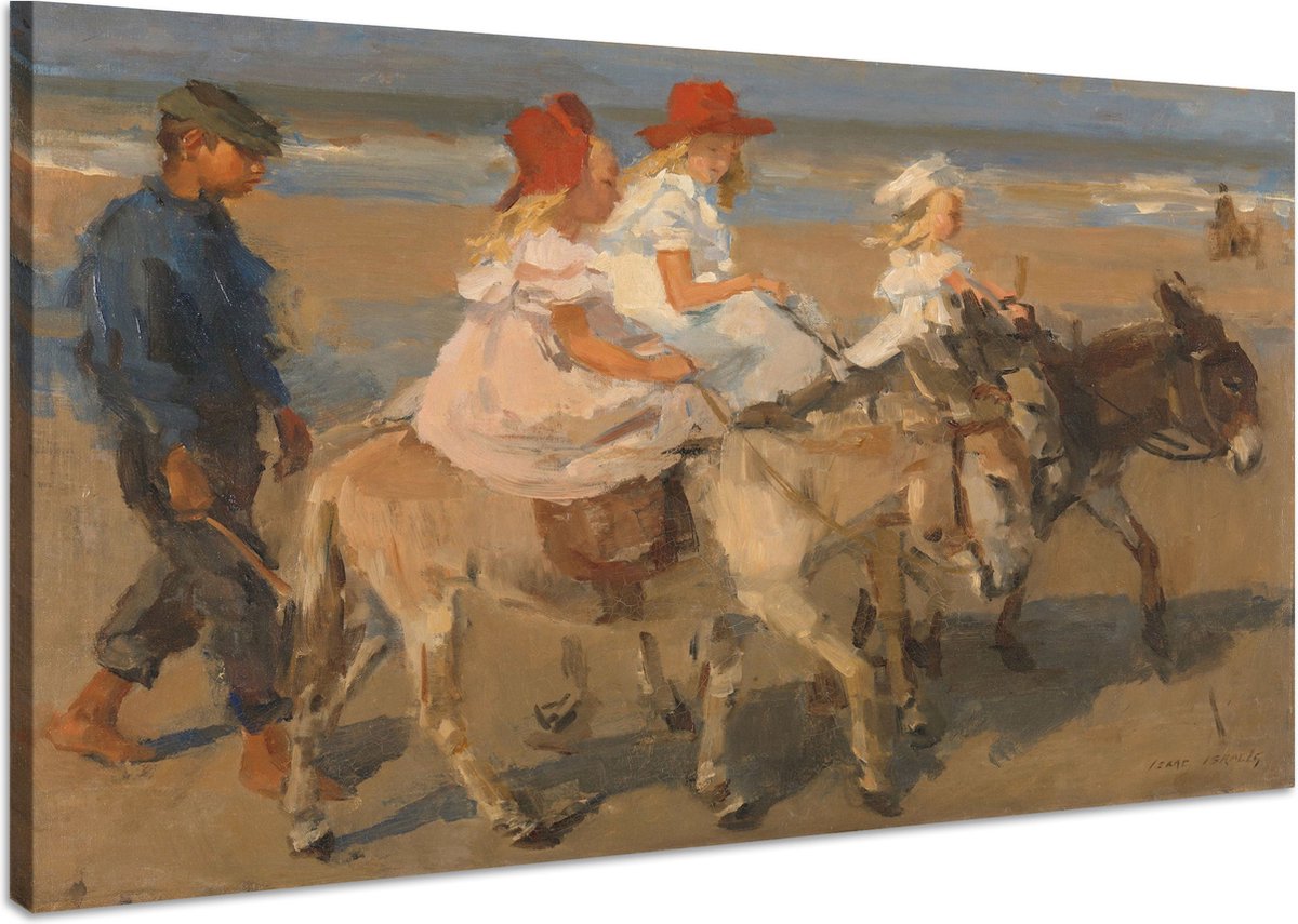 karo-art Schilderij - Ezeltje rijden langs het strand, Isaac Israels, ca. 1890 - ca. 1901 100x70cm Multikleur