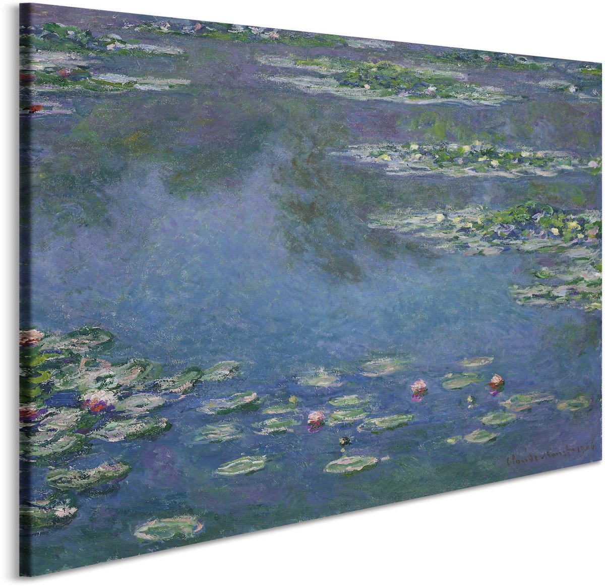 karo-art Schilderij - Claude Monet, Waterlelies, 3 maten, premium print Multikleur