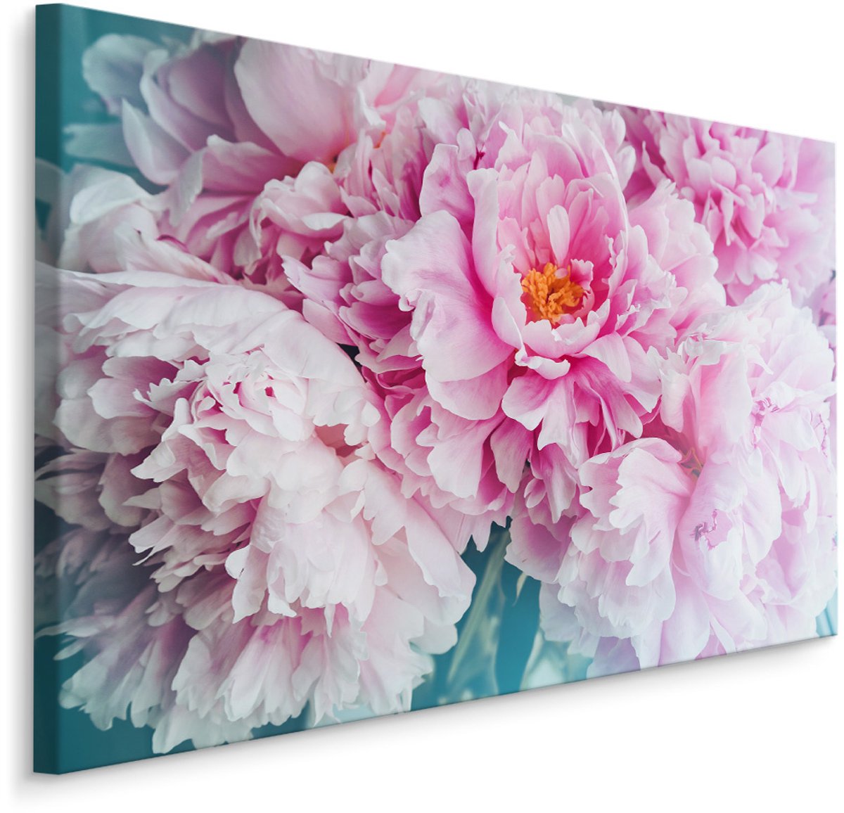 karo-art Schilderij - Pioen rozen , print op canvas, premium print , Wanddecoratie Multikleur