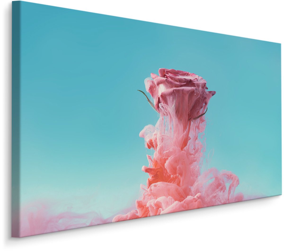 karo-art Schilderij - Roos vanuit de rook, eycatcher aan de wand, premium print Multikleur