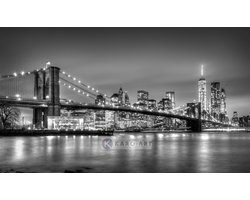 Afbeelding op acrylglas - Brooklyn bridge, New York, zwart-wit
