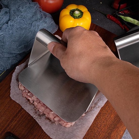 Joyfair Burgerbel, 4 stuks roestvrij stalen burgerbel met rubberen greep, smeltbel met schroevendraaier voor grill, steak, kaas, teppanyaki, buiten en binnen, zware belasting en