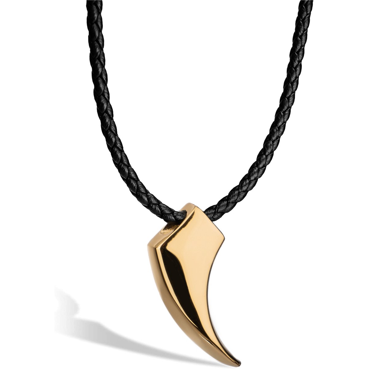 SERASAR Mannen Lederen Ketting [Wolf], Goud 50cm, Vriendje Cadeau Idee