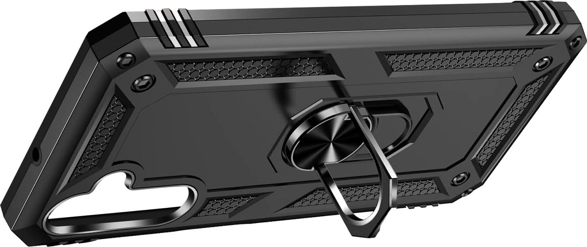 Avizar Case Geschikt voor Samsung S23 FE hybride ring magnetische houder, Zwart