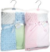 Soft Touch - Luxe Baby Patchwork Dekentje - 75x75 cm - Mint / Sky
