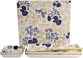 Tokyo Design Studio – Sushi Servies Set Flora Japonica Gold – Met Giftbox en Eetstokjes – 4 Stuks