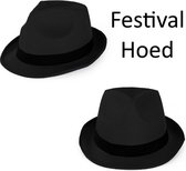 Festival Maffia hoed zwart met zwarte band - Carnaval Hoofddeksel hoed festival thema feest feest party